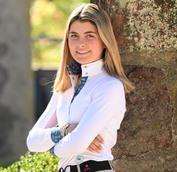 Baylee in Watermelon Trim Talent Yarn Show Shirt
