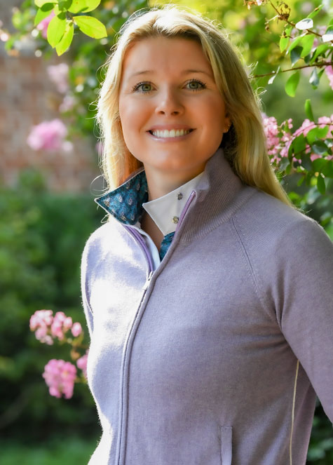 Emily in Lavender Cardigan