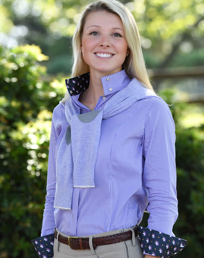 Emily in Blue Gingham Princess Seam