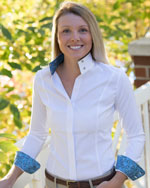 Emily in White Princess Seam Show Shirt