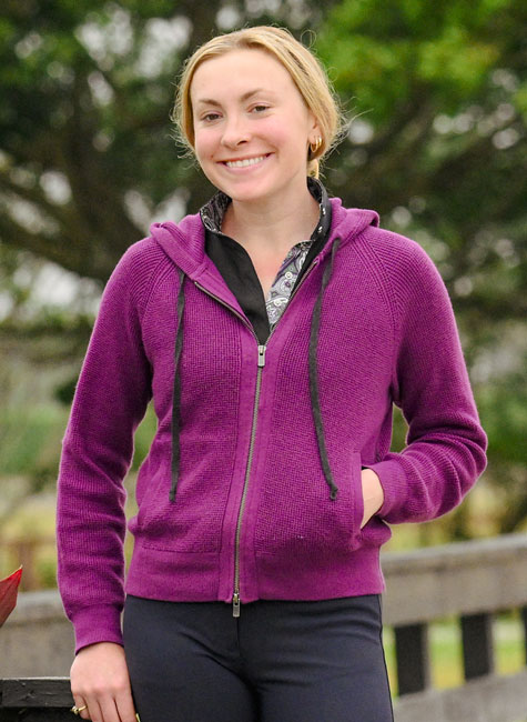 Camilla in a purple Lexi Sweater