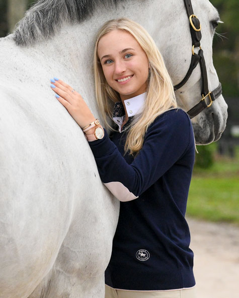 Girl in black Trey V-Neck Sweater