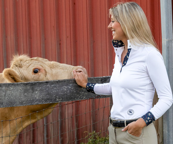 Emily in Talent Yarn Show Shirt with Cows
